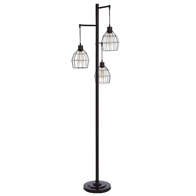 Carbon Loft Memnet 3-light Caged Wire Pendant Floor Lamp