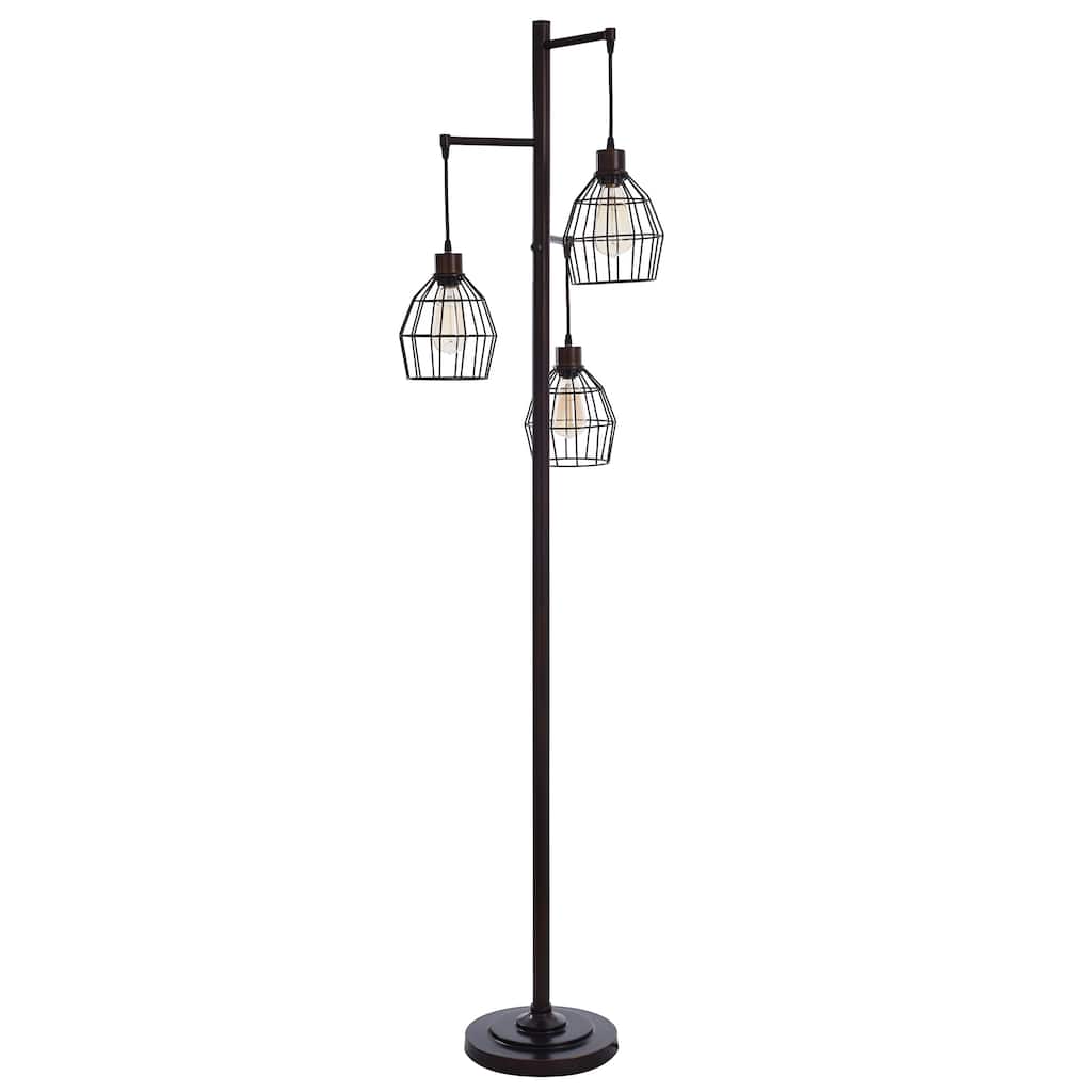 Carbon Loft Memnet 3-light Caged Wire Pendant Floor Lamp