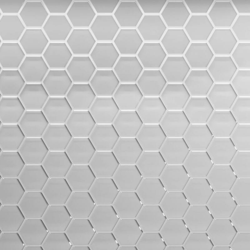 3" Beehive 10.25 in. x 11.75 in. Hexagon Glass Mesh-Mounted Mosaic Tile - Misty Grey Gloss - 10.25 in. x 11.75 in.