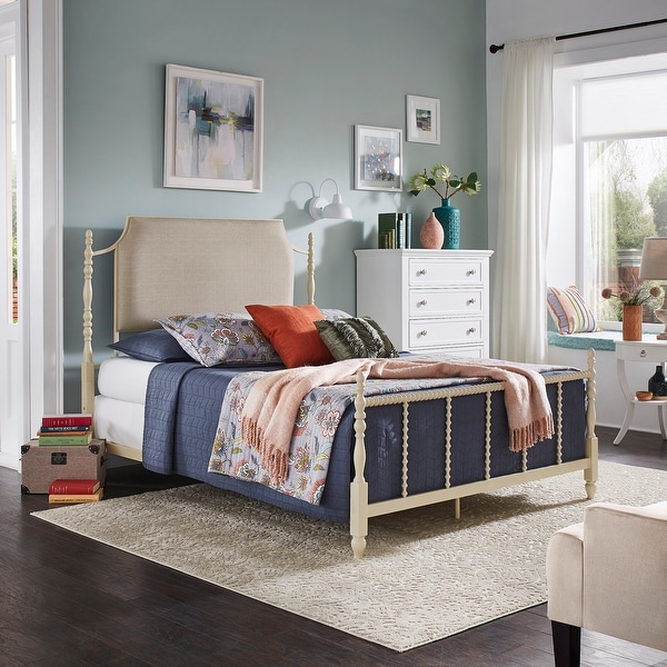 Maureen Sandstone and Taupe Linen Metal Queen Bed by iNSPIRE Q Bold. Opens flyout.