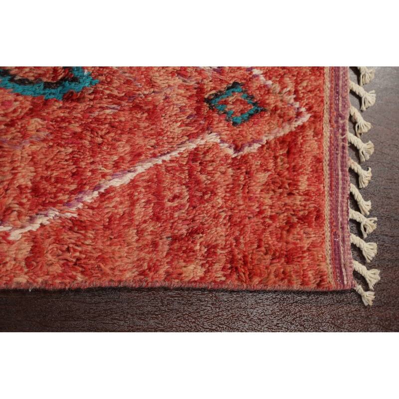 Geometric Tribal Moroccan Wool Runner Rug Hand-knotted Oriental Carpet - 2'1" x 11'2"
