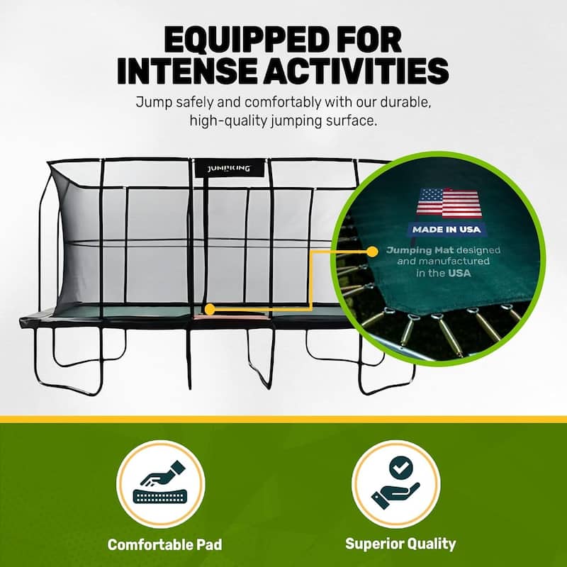 Rectangular Trampoline Pro with Enclosure - Premium Heavy-Duty Jumping System with Enhanced Bounce Design - 192
