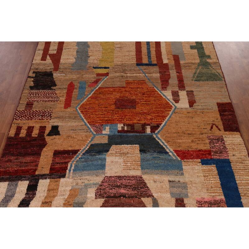 Geometric Moroccan Oriental Area Rug Handmade Modern Wool Carpet - 6'8" x 9'8"