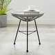 preview thumbnail 4 of 13, Sarcelles Modern Woven Wicker Patio Side Table with Glass Top by Corvus