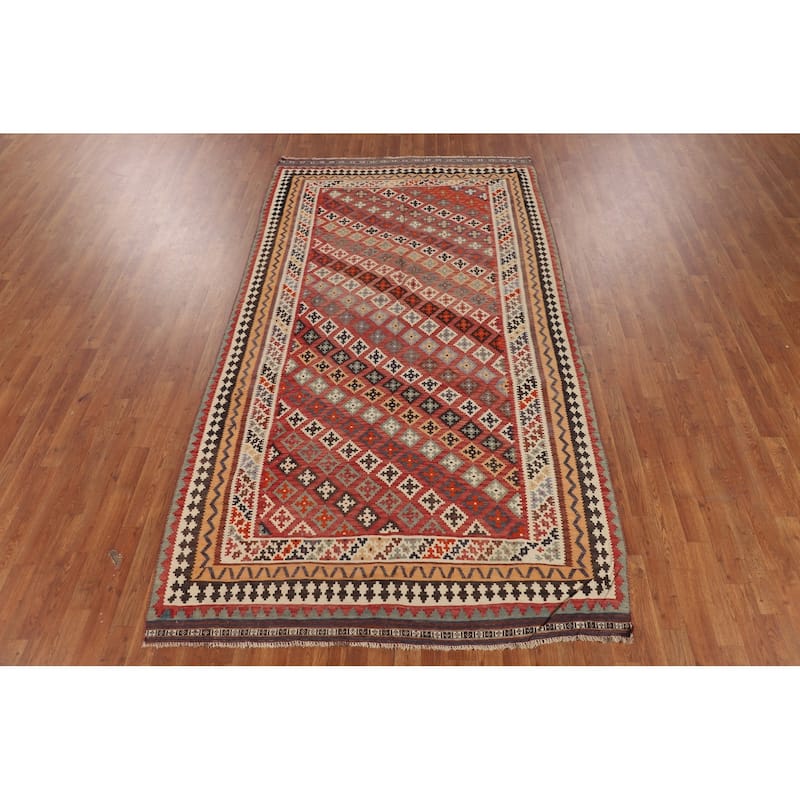 Kilim Qashqai Persian Vintage Rug Flatweave Traditional Wool Carpet - 4'2"x 7'8"