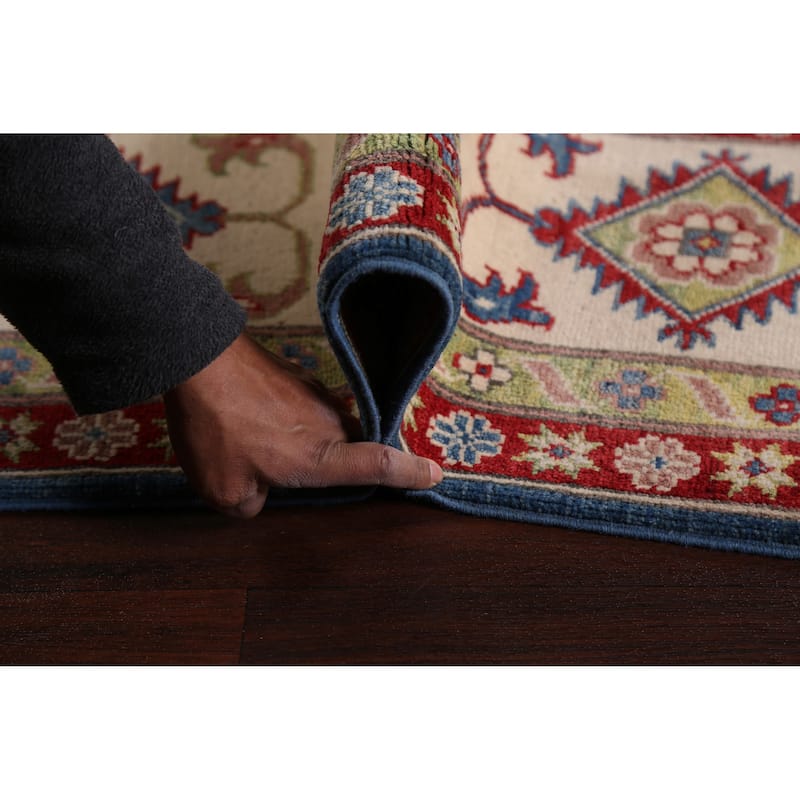 Traditional Geometric Kazak Oriental Wool Area Rug Hand-knotted Carpet - 7'11" x 9'11"