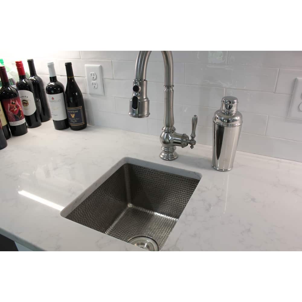 16-in Gourmet Rectangular Hammered Copper Bar/Prep Sink in Nickel (BREC16EN)