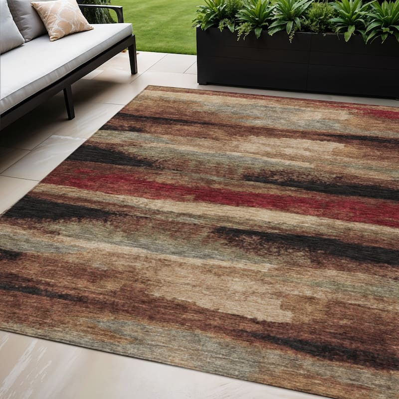 HomeRoots Abstract Transitional Rectangle Outdoor Rug - 5' X 8'