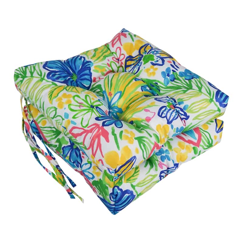 16-inch Square Tufted Indoor/Outdoor Chair Cushions (Set of 2) - 16"