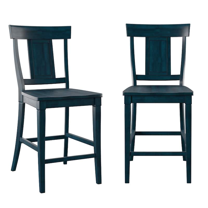 Ronda Panel Back Wood Counter Height Chairs (Set of 2) - Antique Dark Denim Blue