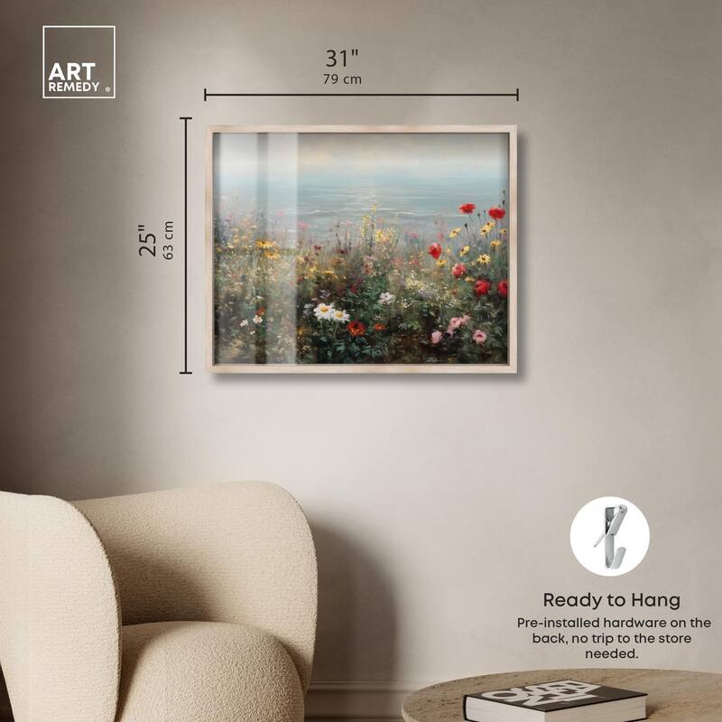 Misty Ocean Field I Shadowbox by Art Remedy