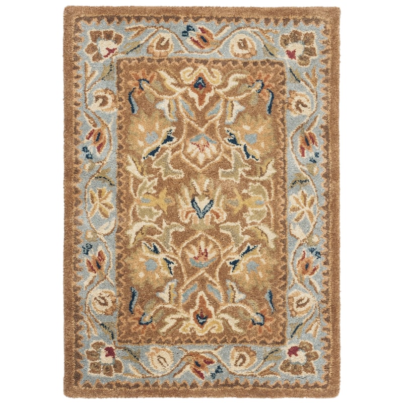 SAFAVIEH Handmade Bergama Valentyna Oriental Hand-spun Wool Rug - 2' x 3' - Brown/Blue