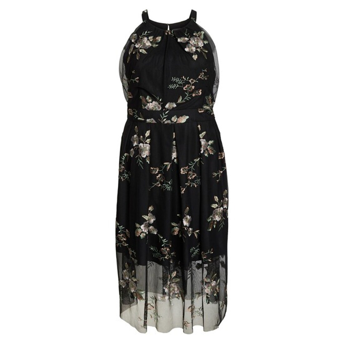 vince camuto embroidered mesh dress