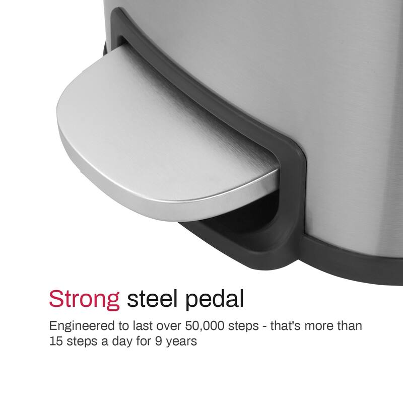Innovaze 13 Gal./50 Liter Slim Stainless Steel Step-on Trash Can for Kitchen