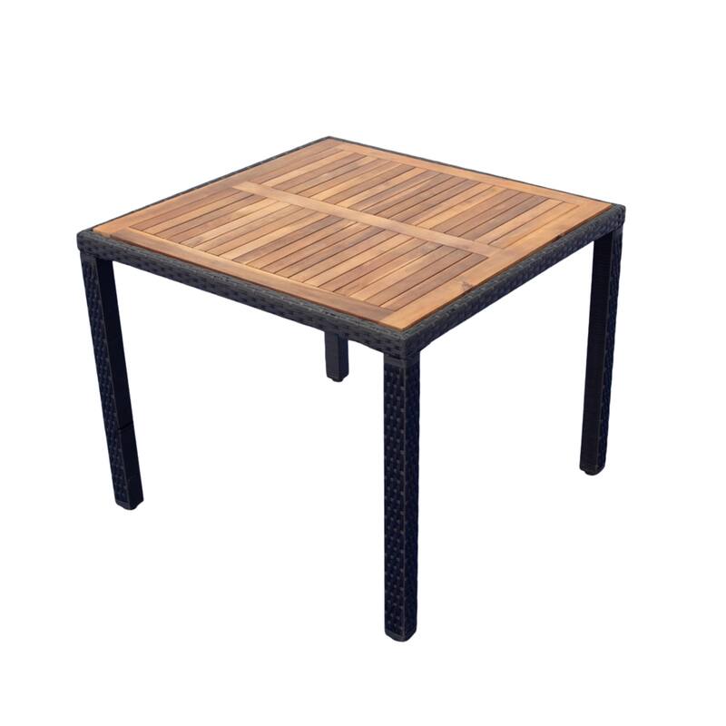 5 piece Outdoor Patio Wicker Dining Set Patio Wicker Furniture Dining Set w/Acacia Wood Top