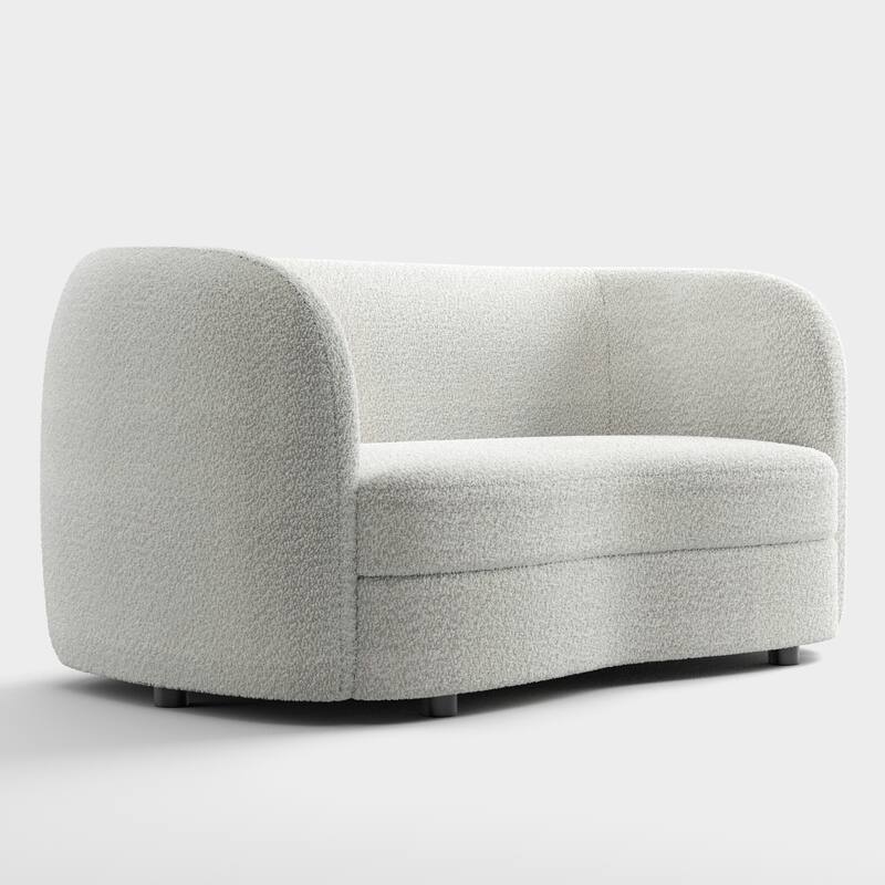 Furniture of America Ophelia Modern Curved Arms Boucle Sofa Set with Round Wooden Legs, 2-Piece or 3-Piece Options