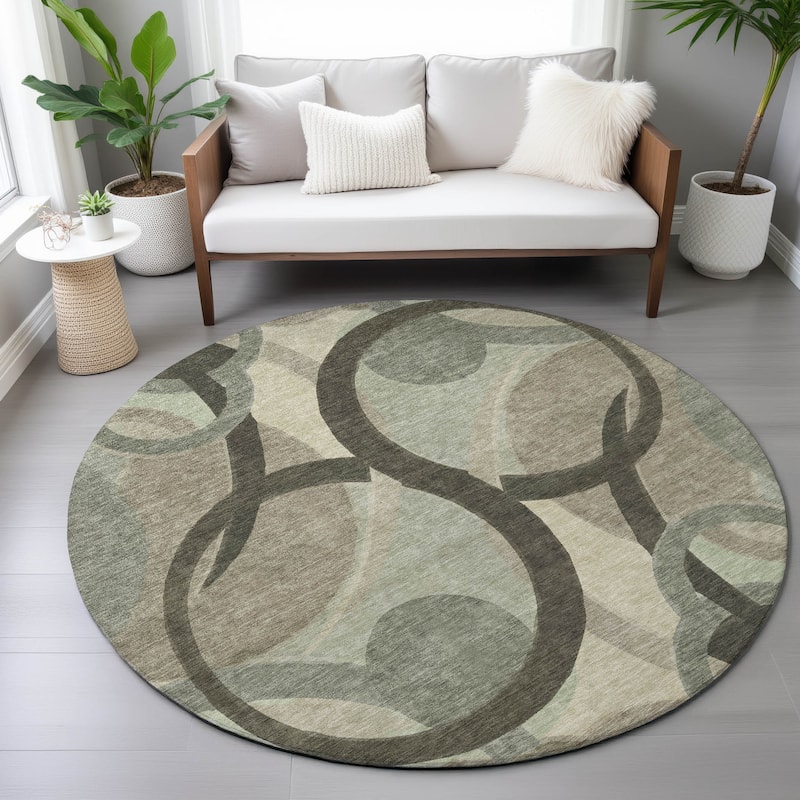 Machine Washable Indoor/Outdoor Contemporary Deco Chantille Rug