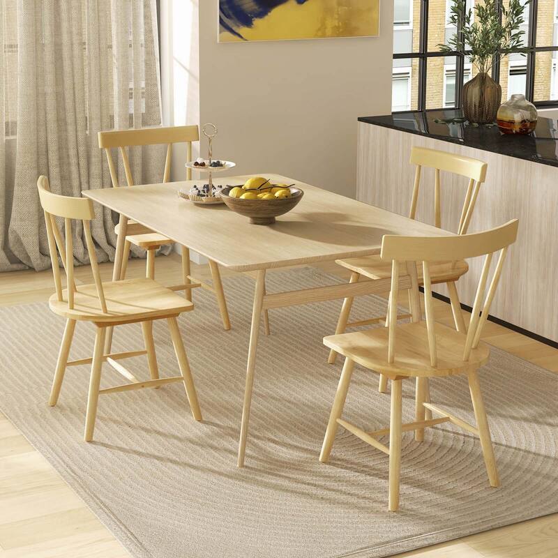 Gymax Set of 4 Dining Chairs Windsor Chairs Wood Armless Chairs w/