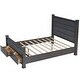 preview thumbnail 22 of 22, Queen Platform Bed with Upholstered Headboard & 2 Drawers - Antique White