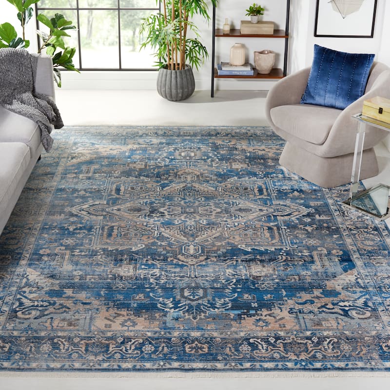SAFAVIEH Vintage Persian Gertrude Oriental Medallion Rug - 9' x 12' - Navy/Ivory