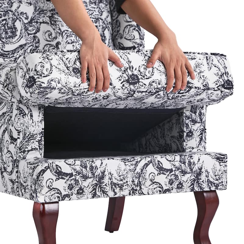2 Set Traditional Rolled Arm Wing Back Accent Chair