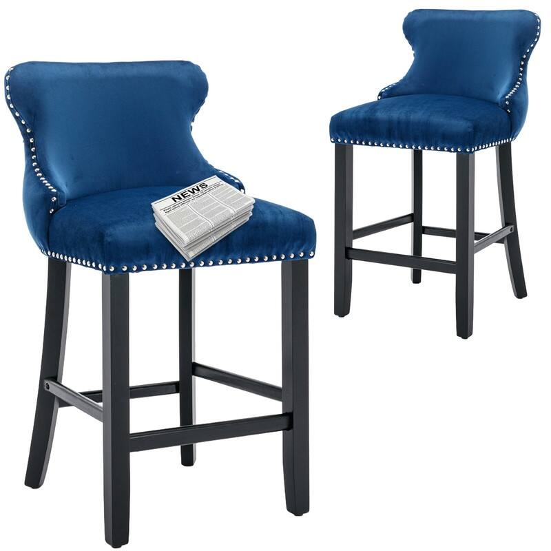 Upholstered Wing Back Bar Stools (Set of 6)