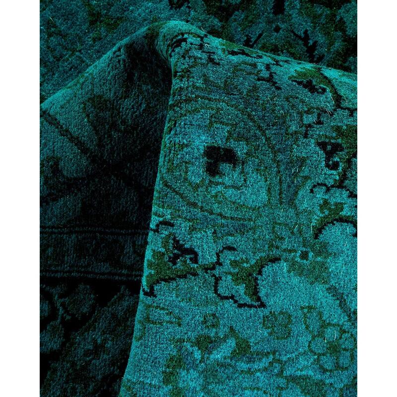 Overton Hand Knotted Wool Vintage Inspired Modern Contemporary Overdyed Blue Area Rug - 3' 2" x 5' 0"
