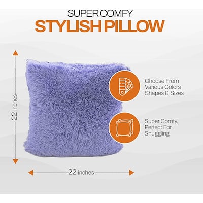 Cheer Collection Set of 2 Shaggy Long Hair Throw Pillows