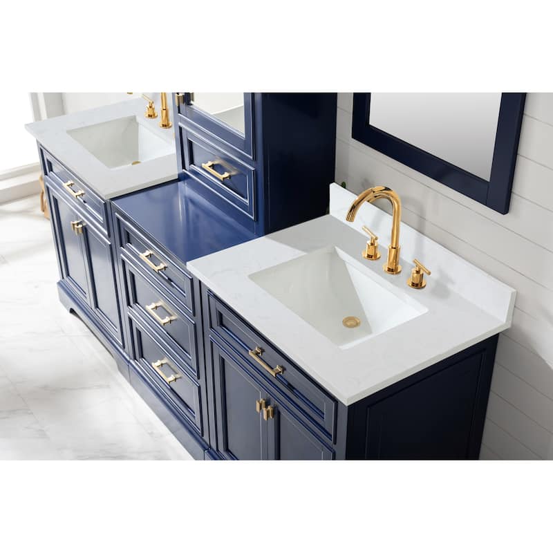 Milano 96" Double Sink Bathroom Vanity Modular Set in Blue