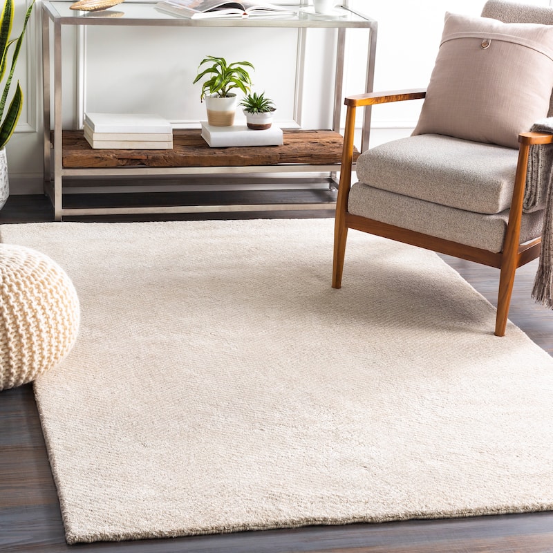 Fazeley Hand Knotted Wool Blend Casual Area Rug - 2' x 3' - Khaki