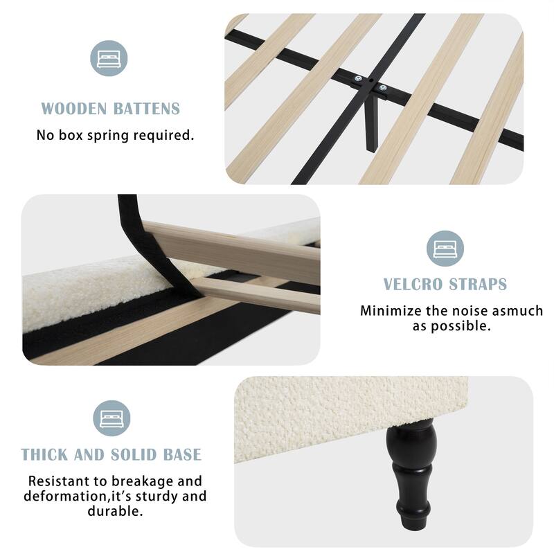 Queen Size Bed Frame with 55.5"High Back Upholstered Headboard