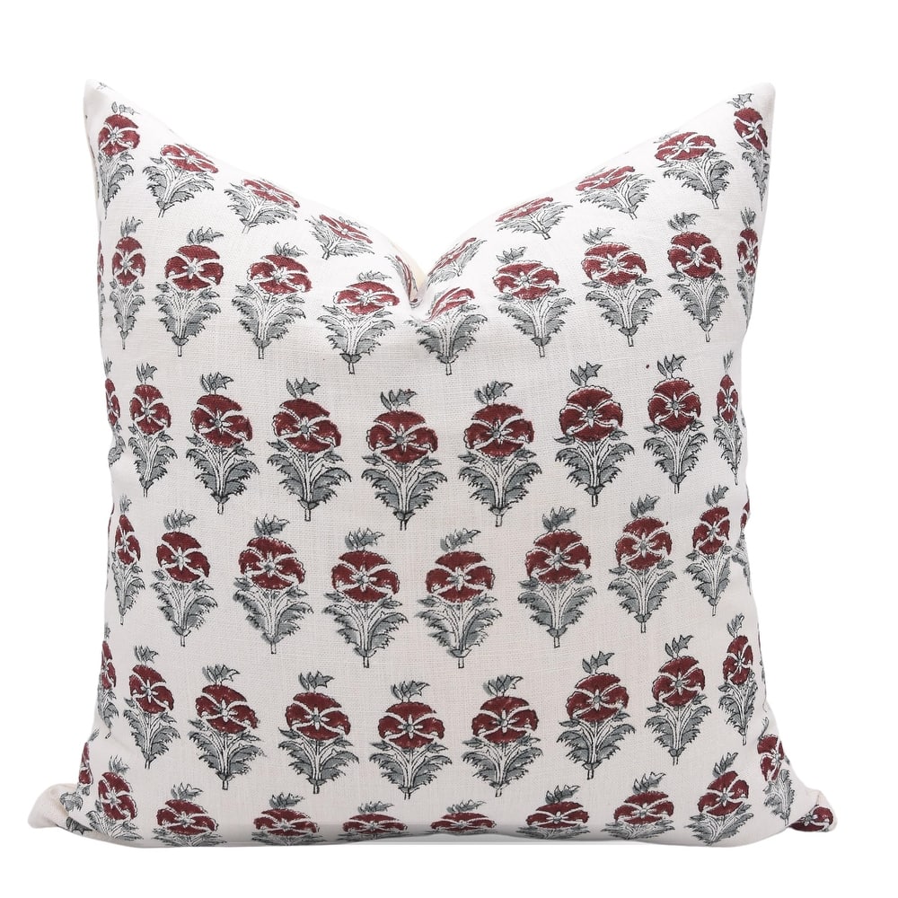 Linen Outdoor Sofa Block print pillow Cover - Mormukut