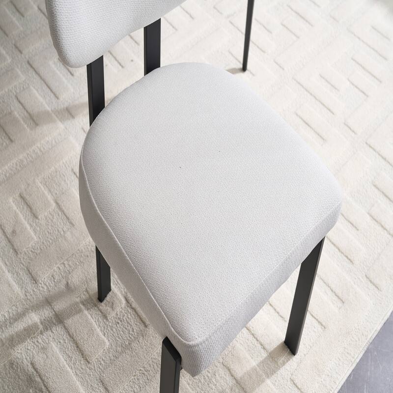 Modern Upholstered Boucle Dining Room Chairs Set of 2
