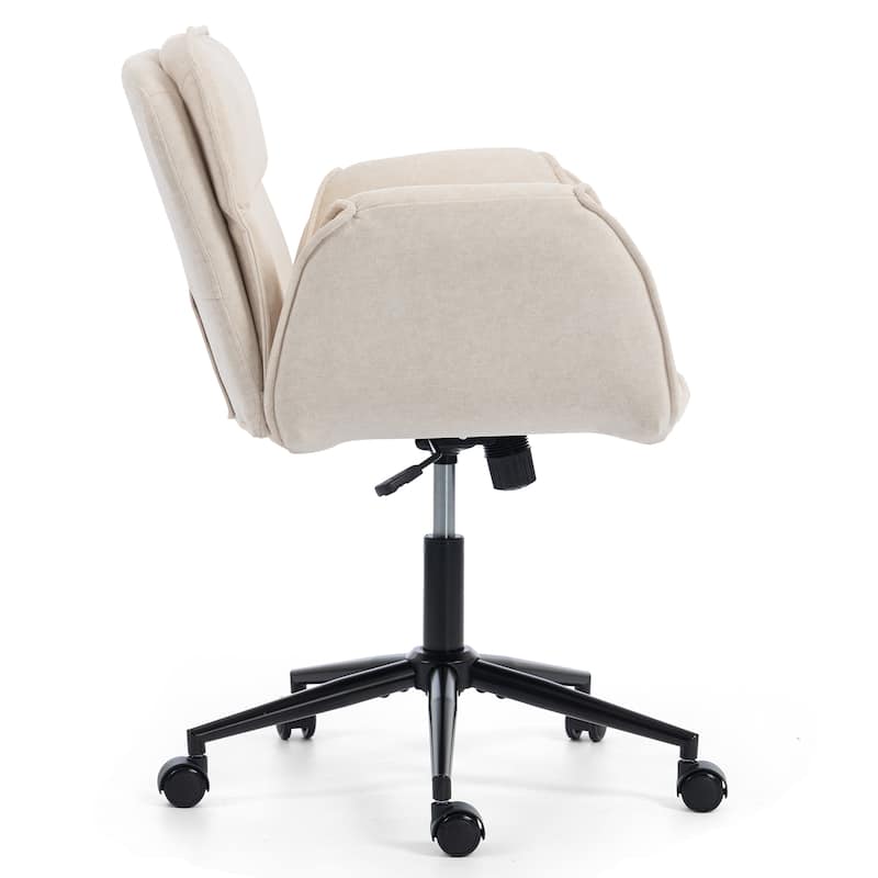 Criss Cross Chair with 5-Gear Adjustable Armrests & Wheels, Ergonomic Thickened Backrest Swivel Desk Chair for Home Office