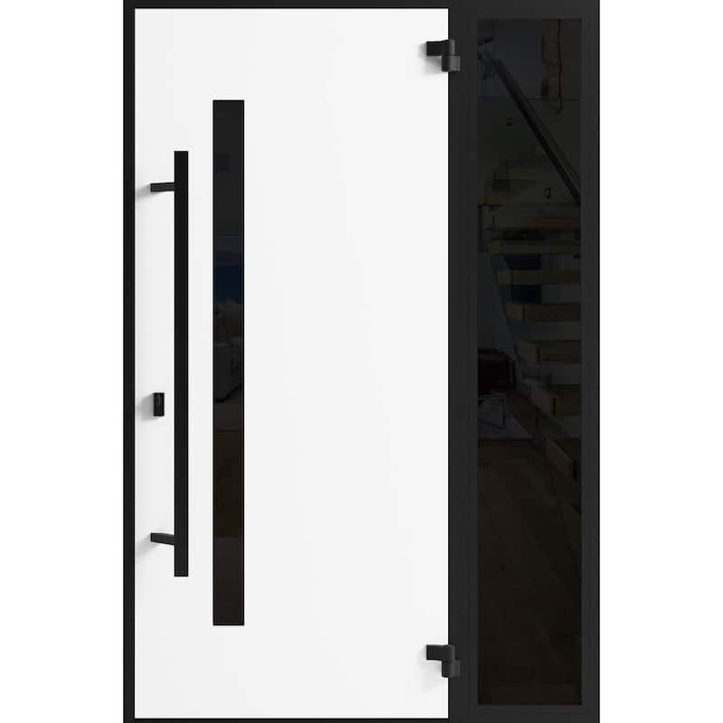 Front Exterior Prehung Steel Door Ronex 0162 Red Oak Entry Metal Painted W36xH80 Left hand Inswing