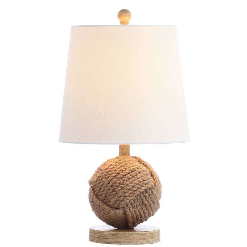 Alaro Fist 18" Rope Ball LED Table Lamp, Natural by JONATHAN Y - Natural