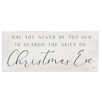 Stupell Inspiring Christmas Eve Typography Sentiment Script Wood Wall Art - Grey