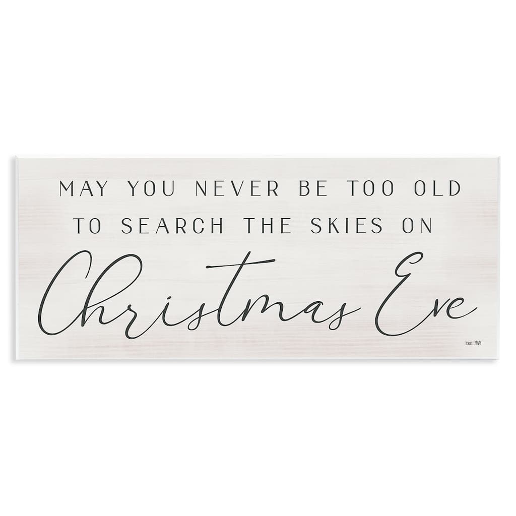 Stupell Inspiring Christmas Eve Typography Sentiment Script Wood Wall Art - Grey