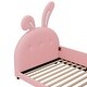 preview thumbnail 6 of 15, Twin Size Upholstered Platform Princess Bed Frame with Rabbit-Shape Headboard and Footboard Pocket for Bedroom