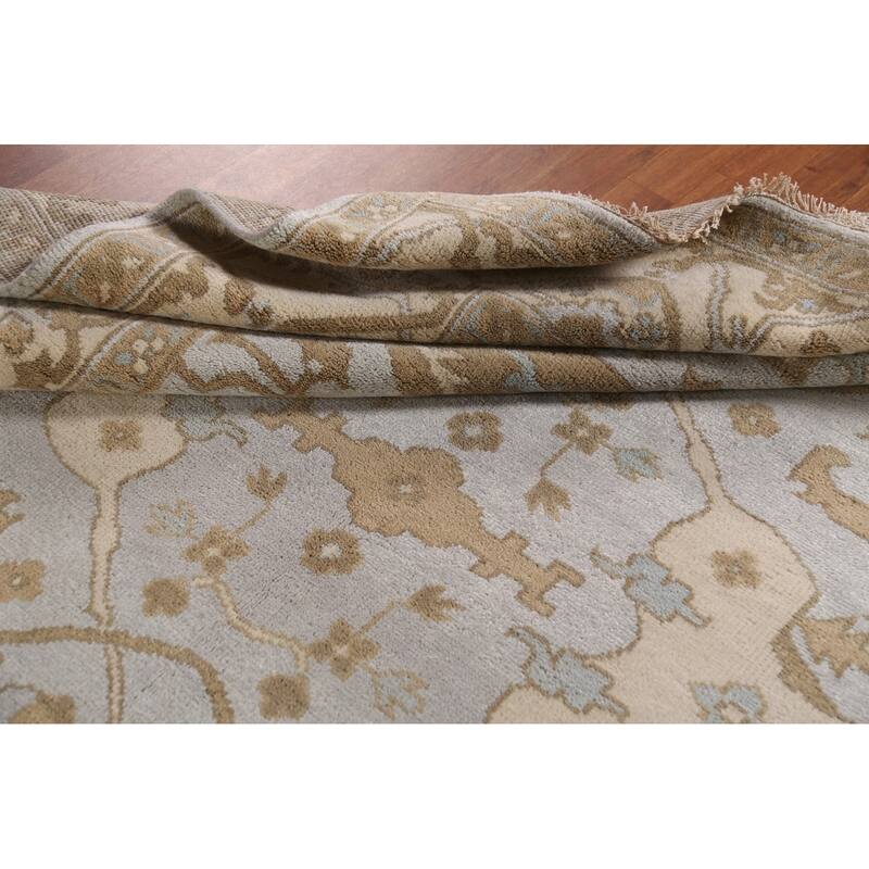 Grey Transitional Oushak Indian Area Rug Handmade Wool Carpet - 8'1"x 9'11"