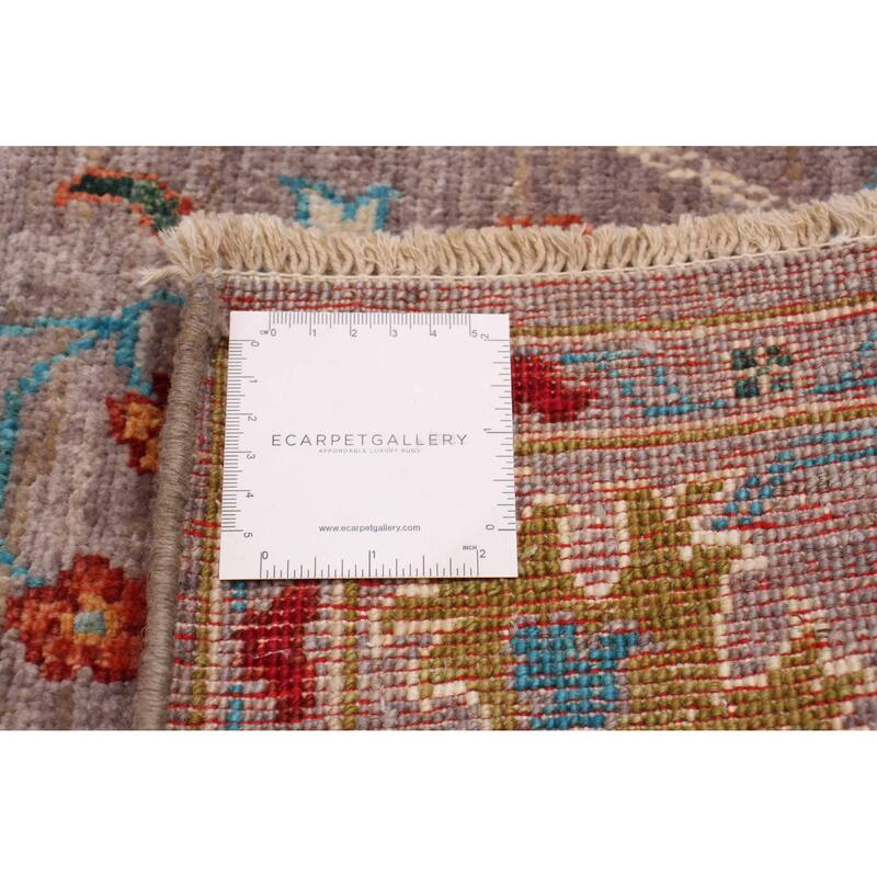 ECARPETGALLERY Hand-knotted Modern Ersari Grey Wool Rug - 2'7 x 9'6