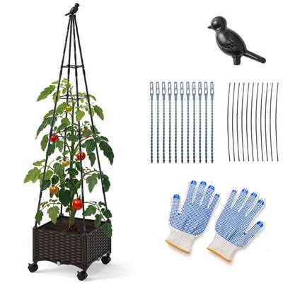 Adjustable Raised Garden Planter with Trellis 2-in-1 Self-Watering Box for Indoor or Outdoor - 16" x 16" x 71" (L x W x H)