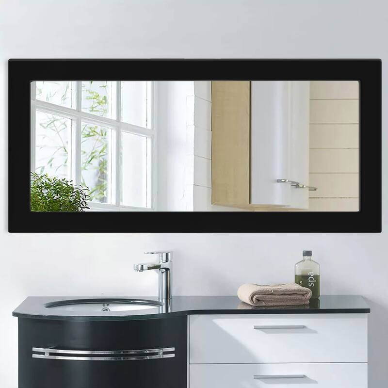 Farmhouse Style Wooden Square Mirror, Pastoral Style in The Bathroom
