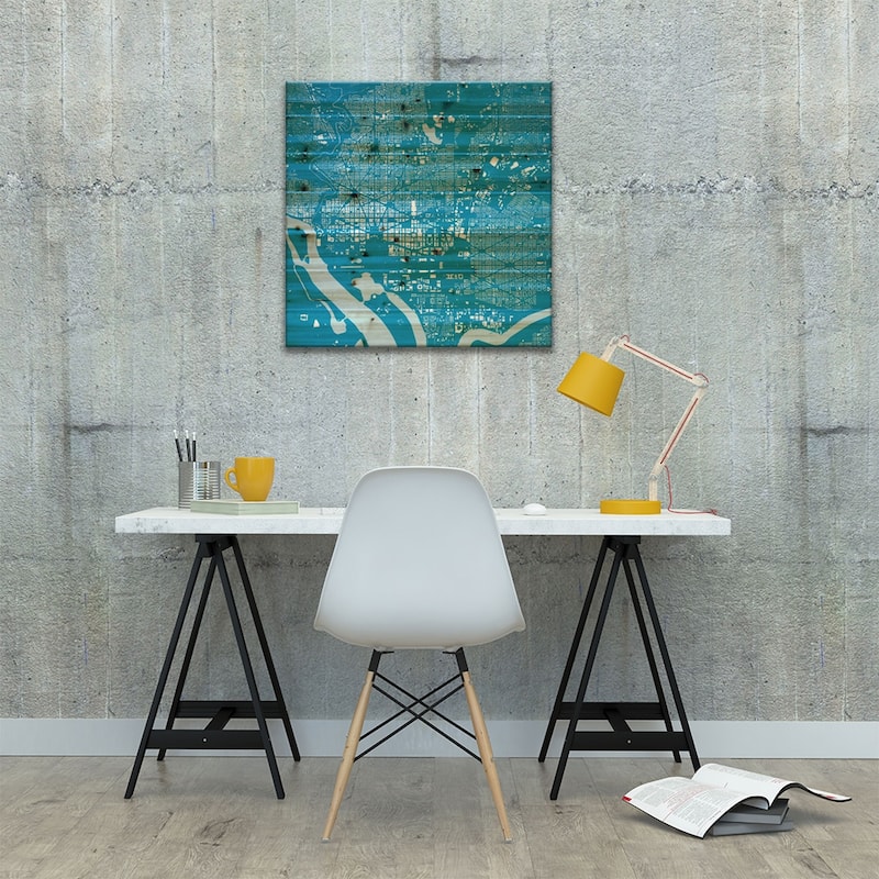 Washington D.C. Urban Map (Blue) Print On Wood by Urbanmap - Multi-Color