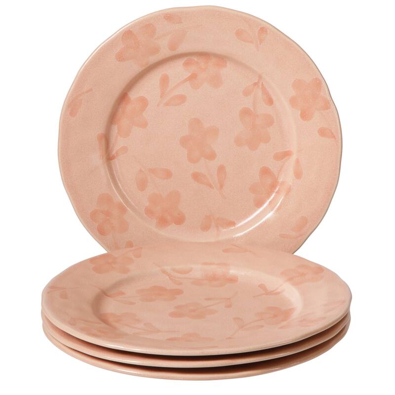 Bloomhouse - 2 Time Oprah's Favorite Things Made in Portugal Porto Petals Floral Hand Painted 10.8 Inch Dinner Plates Set - Camellia Blush