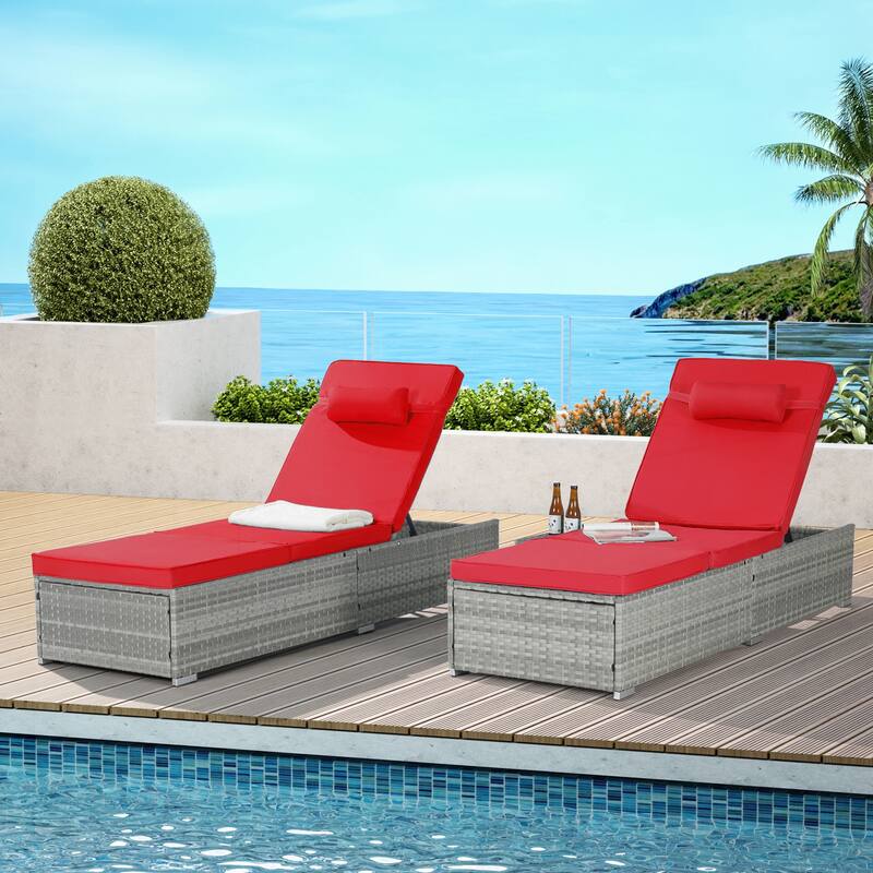 Premium Outdoor Chaise Lounge - Red
