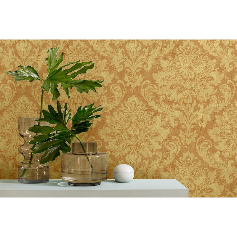 Seabrook Designs Roselyn Antique Damask Unpasted Wallpaper
