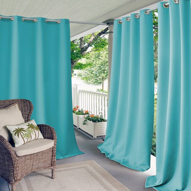 Elrene Connor Indoor/ Outdoor Curtain Panel - 52" W X 108" L - Turquoise