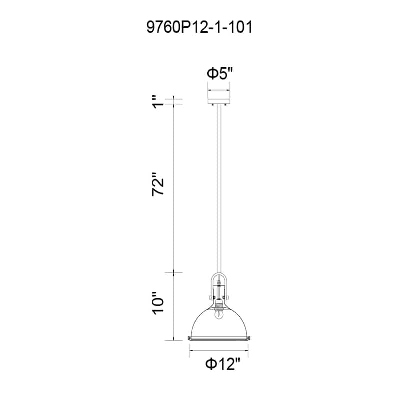 Strum 1 Light Down Pendant With Black Finish