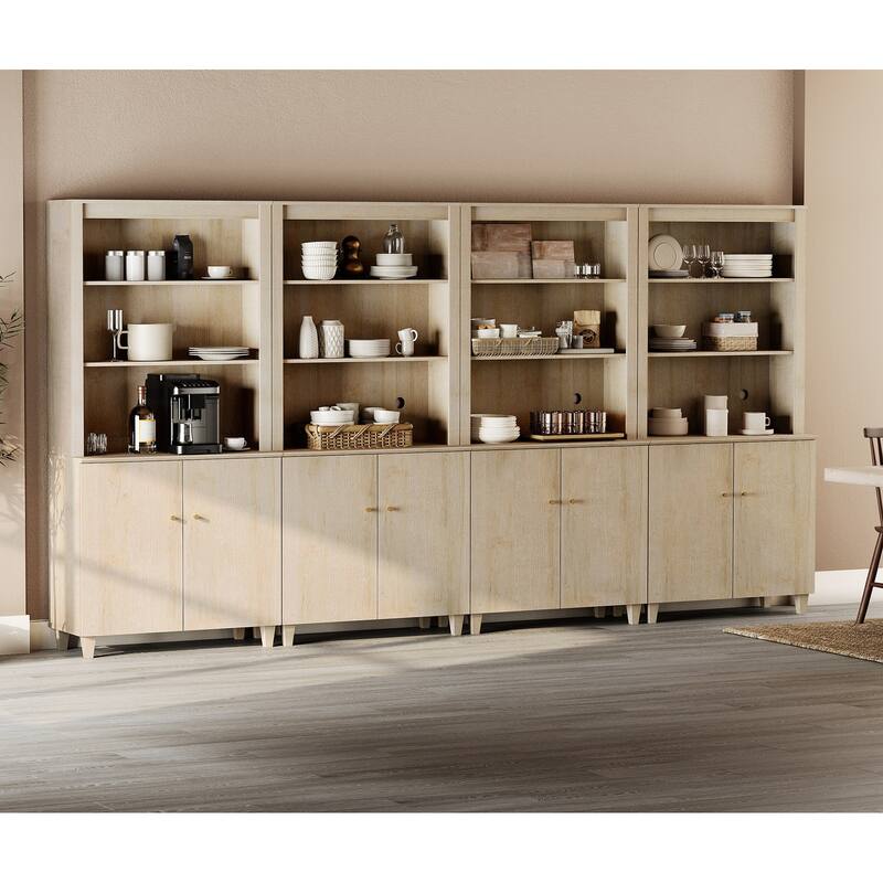 Modern 71" Tall Pantry Cabinet with Doors & Shelves for Dining Room